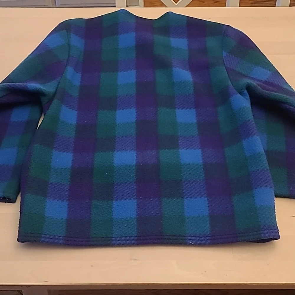 EUC VTG Aqua Sheen 100% Dacron Dupont Polyester Blue Purple and Green Plaid - Picture 11 of 11